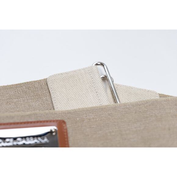 Dolce & Gabbana Vintage Beige Logo Silver Plaque Elastic Waist Belt (Size IT44) main image 9